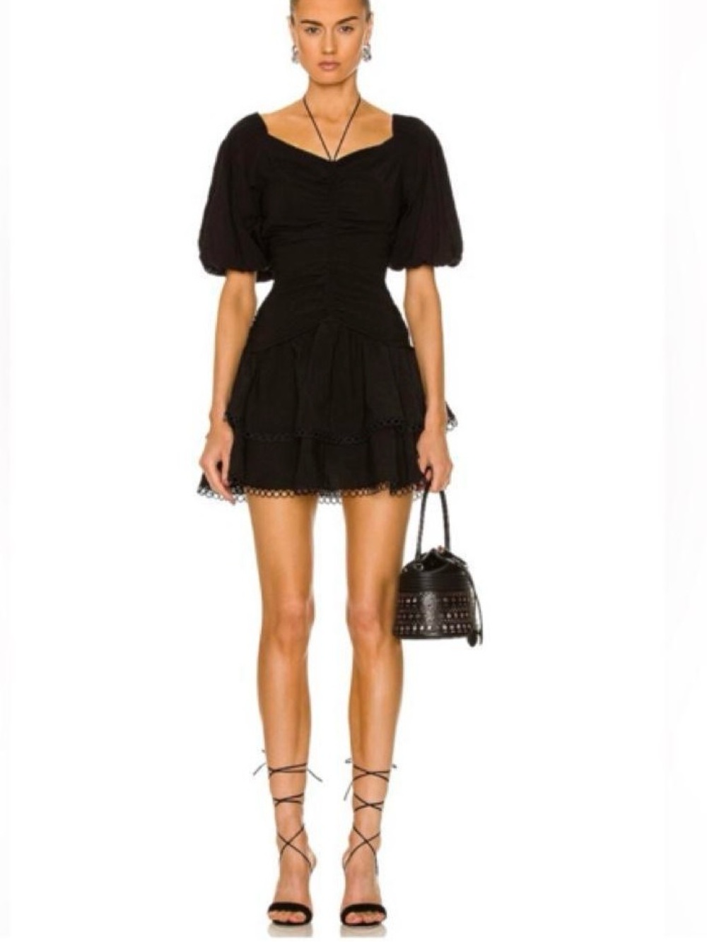 Jonathan Simkhai - Auden Puff Sleeve Dress (Black) Size 8